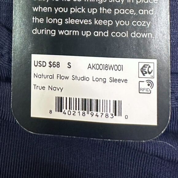 allbirds Natural Flow Studio Long Sleeve - Size Small - True Navy - Picture 6 of 6